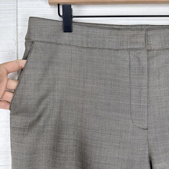 St. John Dress Pants Women Size 14 Waist 34 Tan Brown Wool Silk Blend Wide Leg - Picture 4 of 14